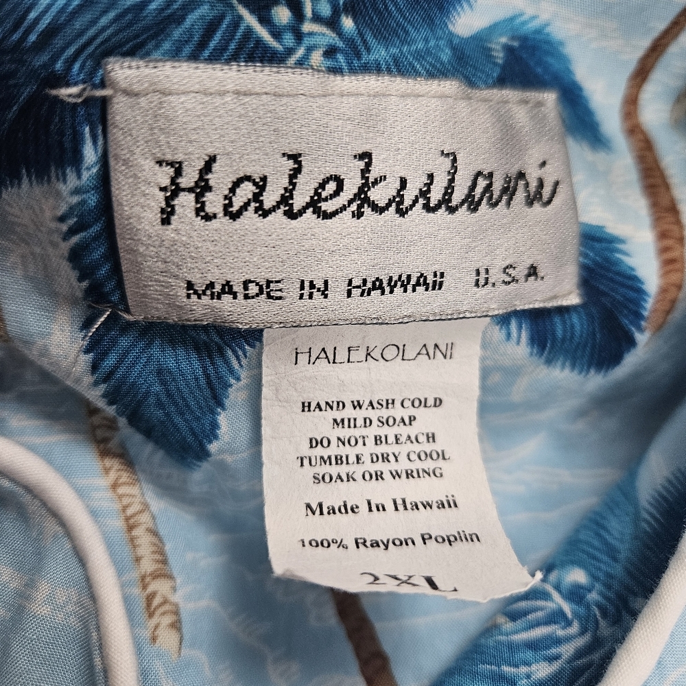 Halekulani Hawaiian Dress Midi Sleeveless Tropical Blue Rayon Vacation Beach 2xl - Picture 8 of 8